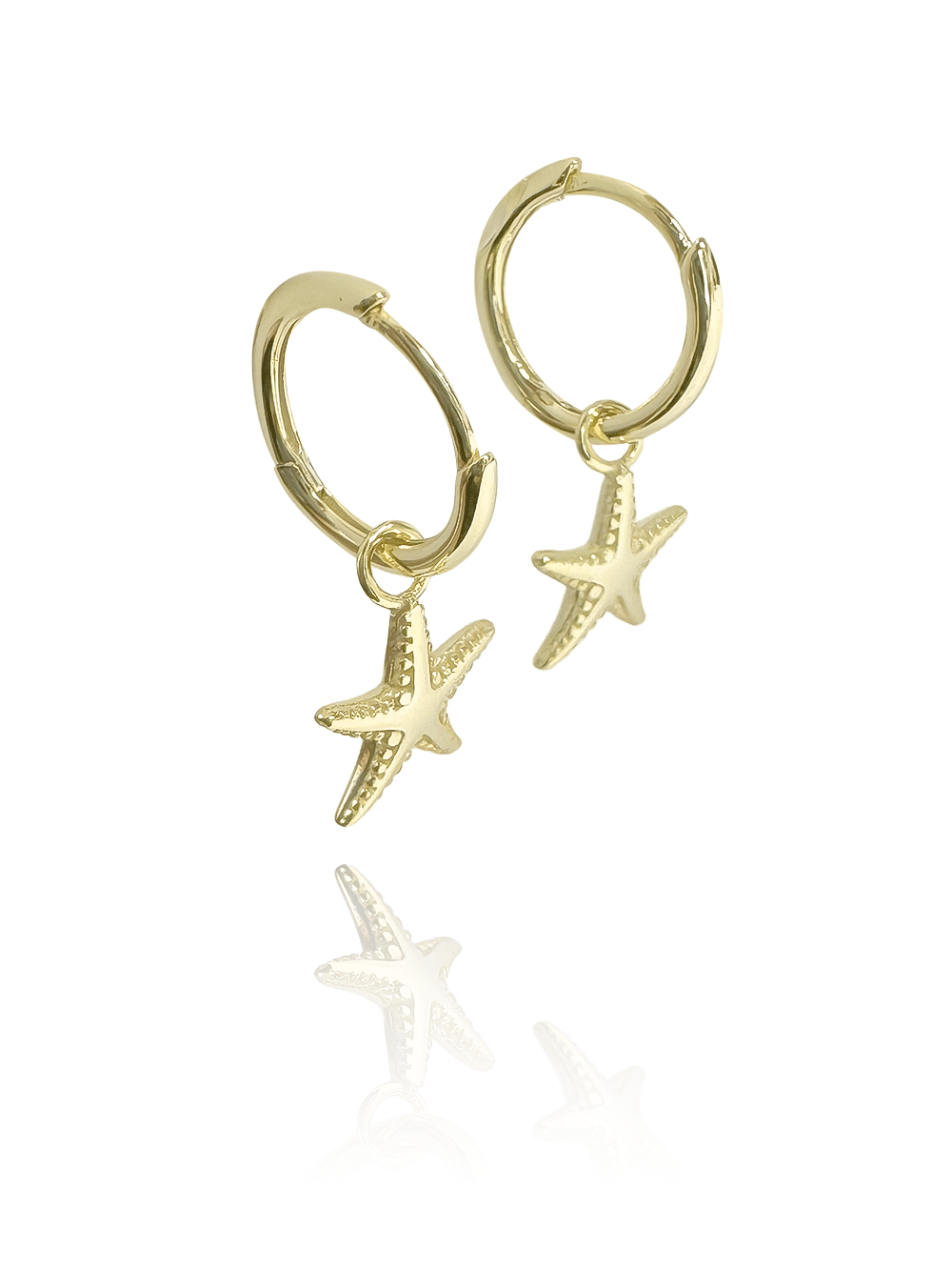 זוג עגילי חישוק כוכב ים מכסף אמיתי 925