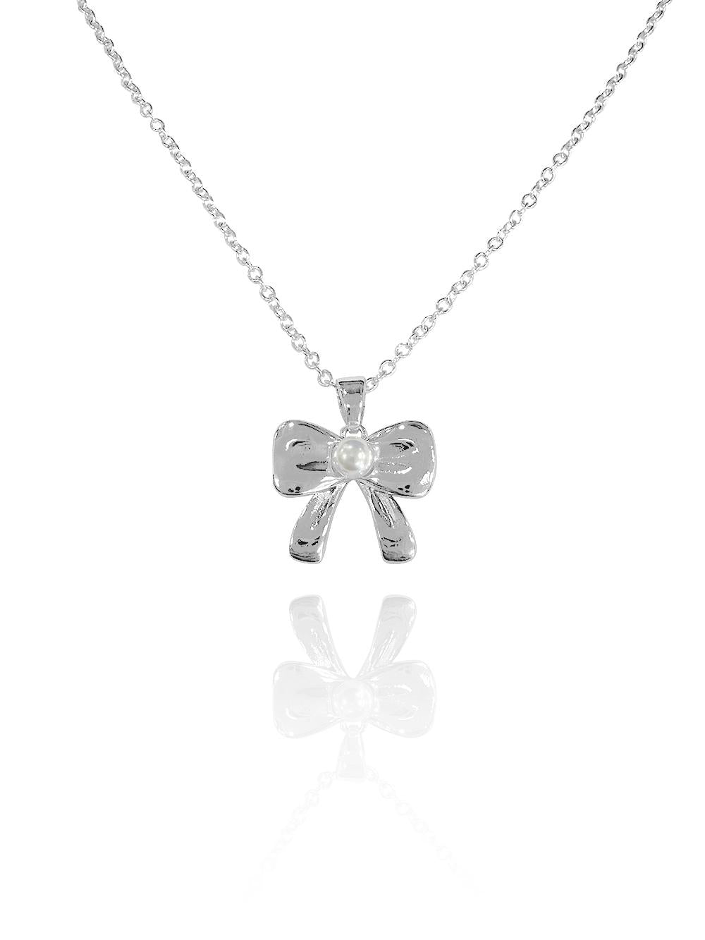 שרשרת פפיון פנינה מכסף אמיתי 925