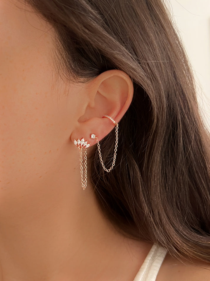 עגיל זירקון בשילוב הליקס ללא צורך בחור