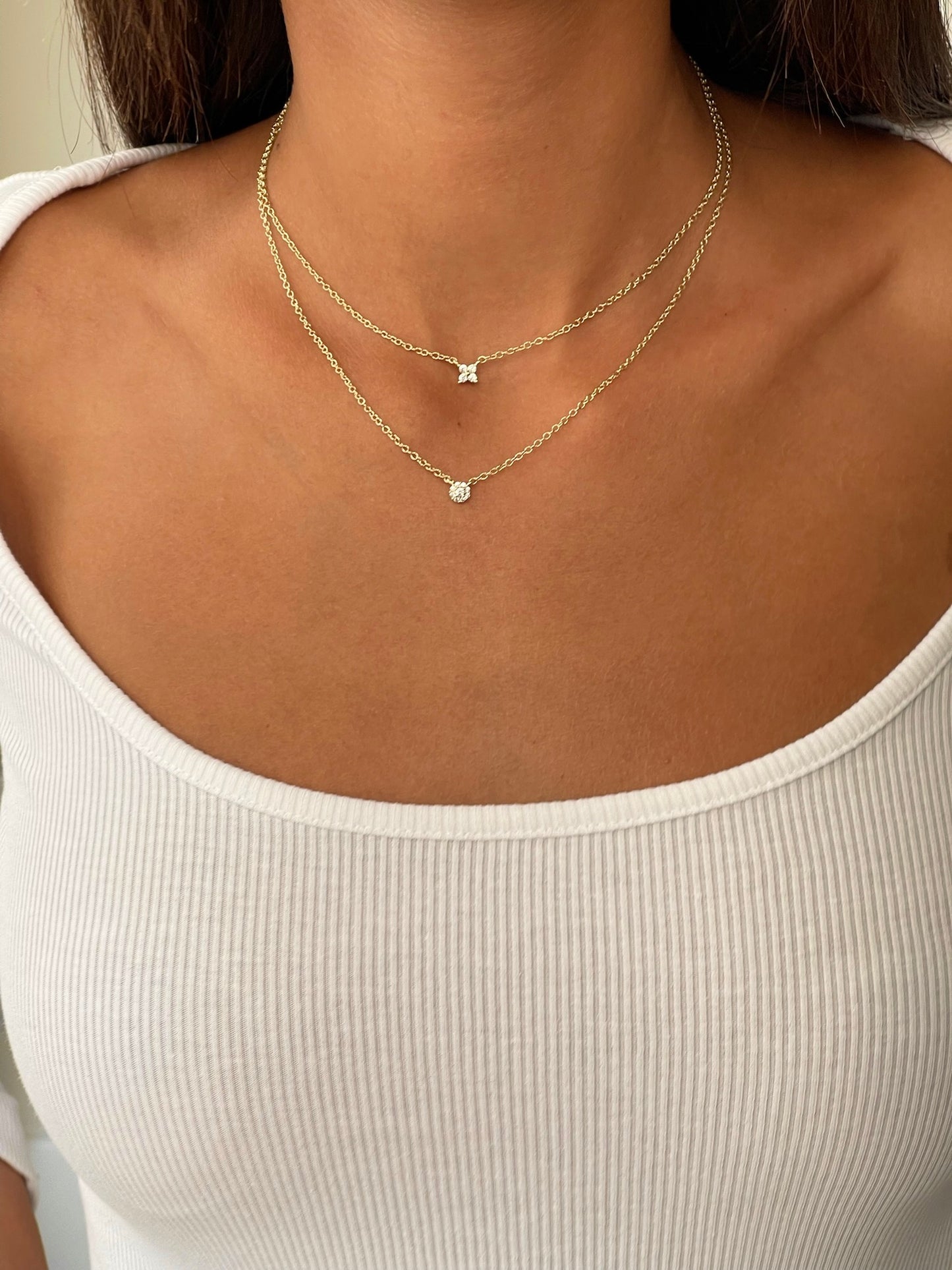 שרשרת כפולה פרח אבן מרכזית