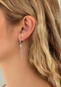 זוג עגילי חישוק מרקיז בשילוב שרשרת