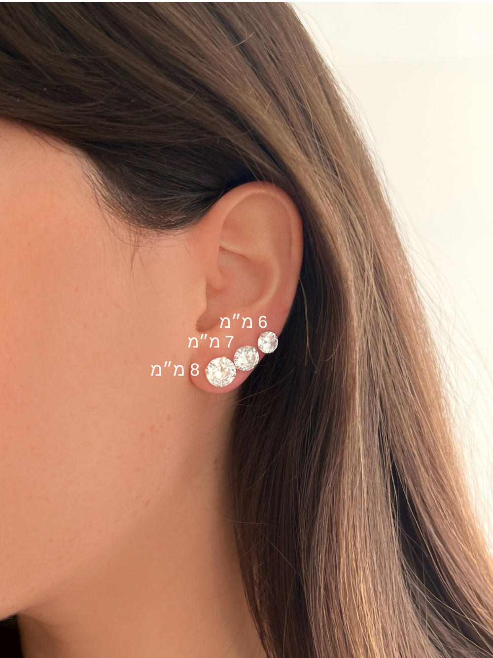 זוג עגילי זירקון מכסף אמיתי 925