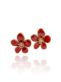 זוג עגילי פרח קיילי מיני בורדו