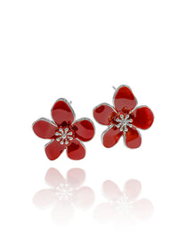 זוג עגילי פרח קיילי מיני בורדו