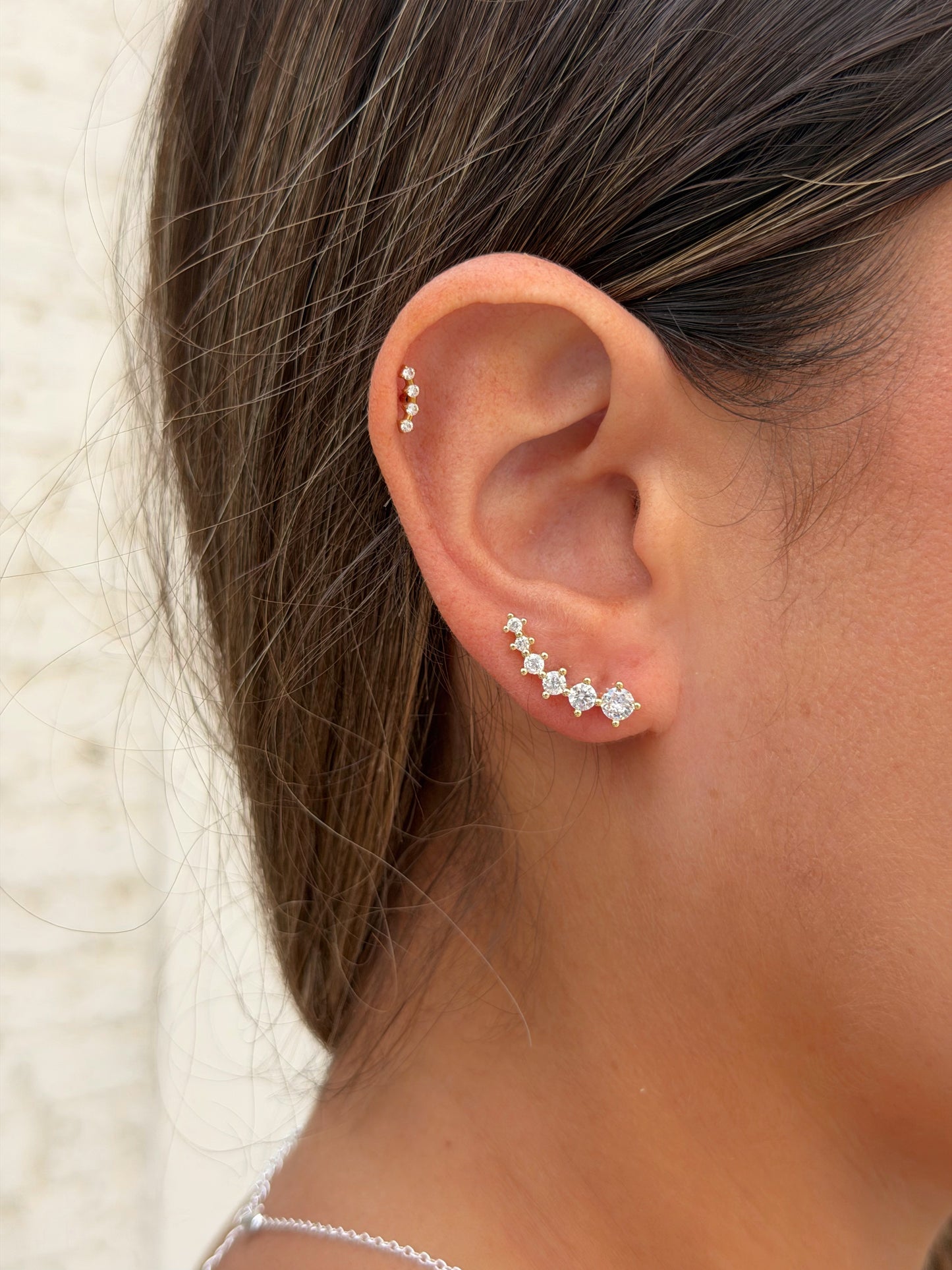 עגיל מטפס רוסלנה עדין מכסף אמיתי 925