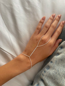 צמיד טבעת פס משובץ מכסף אמיתי 925