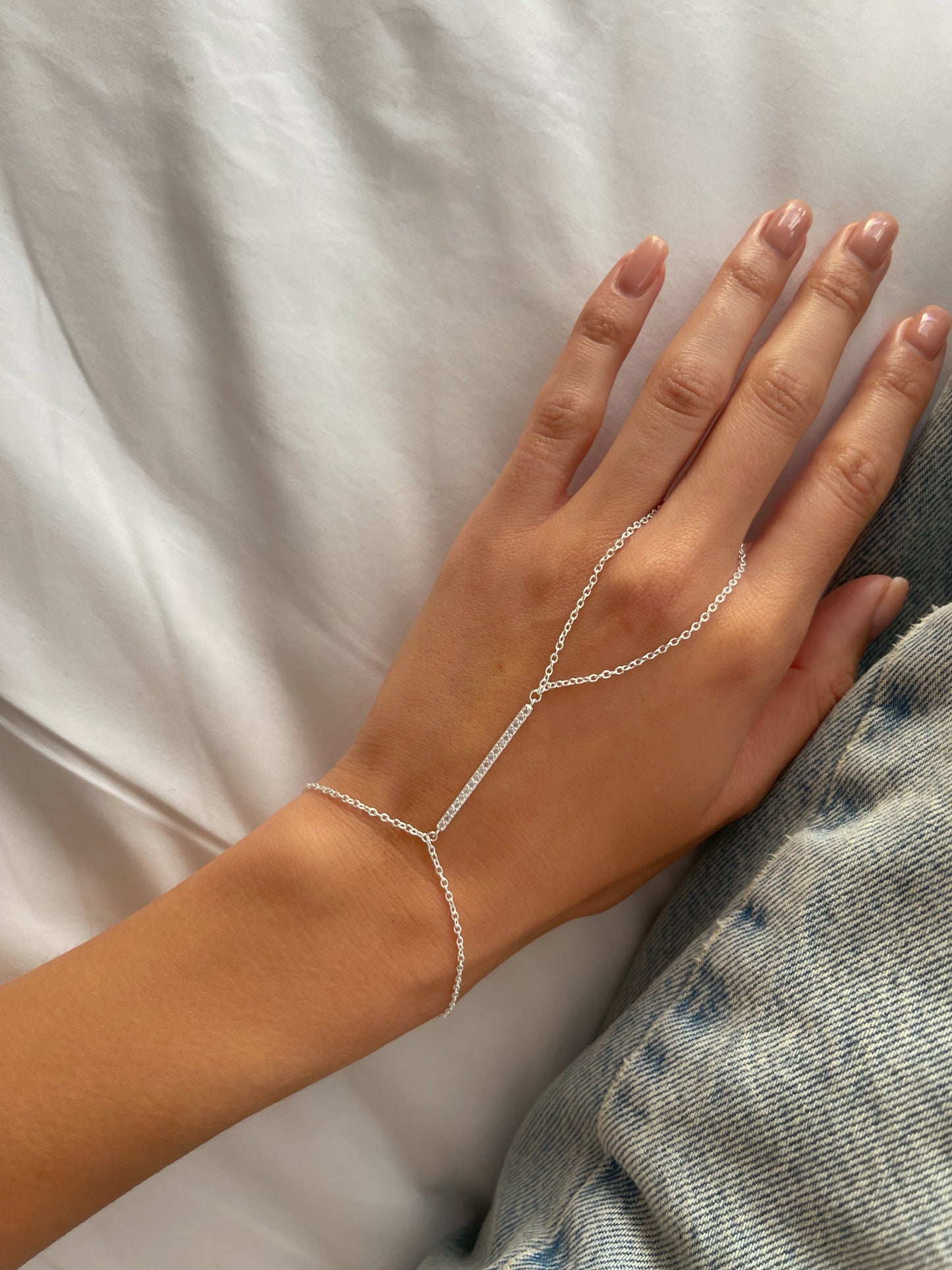 צמיד טבעת פס משובץ מכסף אמיתי 925