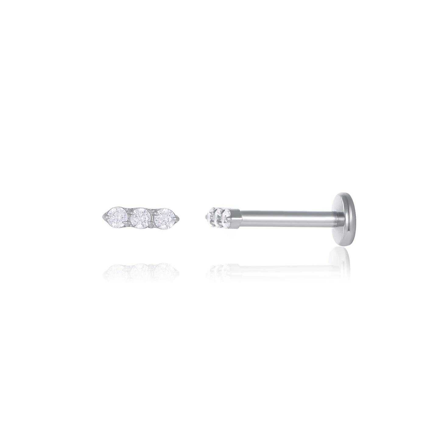 עגיל פירסינג פס משובץ מיני מטיטניום