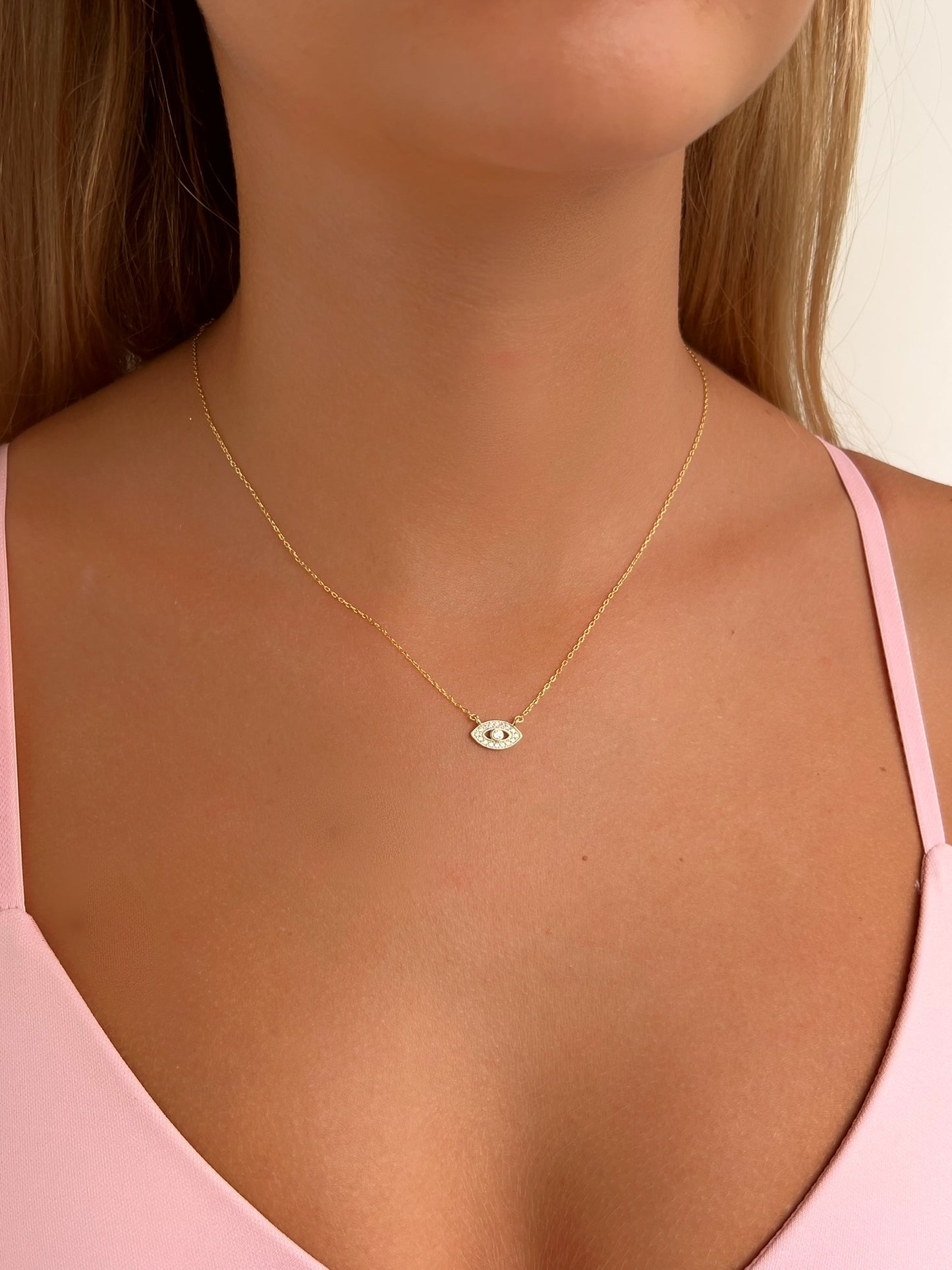 שרשרת עין עדינה מכסף אמיתי 925