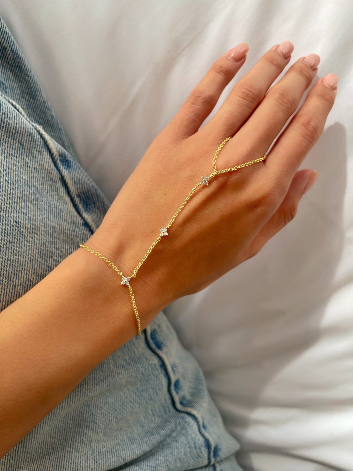 צמיד טבעת פרחים מכסף אמיתי 925