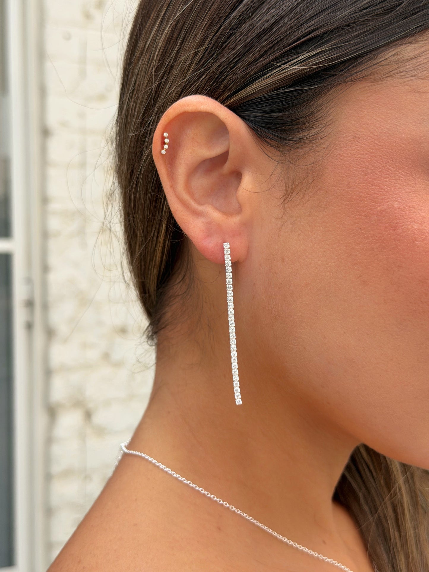 זוג עגילי טניס עדין מכסף אמיתי 925