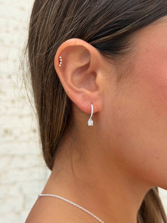 זוג עגילי חישוק זירקון עדין מכסף אמיתי 925