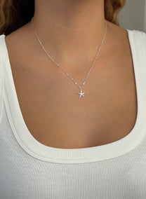 שרשרת כוכב ים משובץ מכסף אמיתי 925