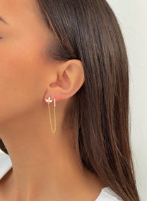 עגיל פרח לוטוס בל בשילוב חישוק מכסף אמיתי 925