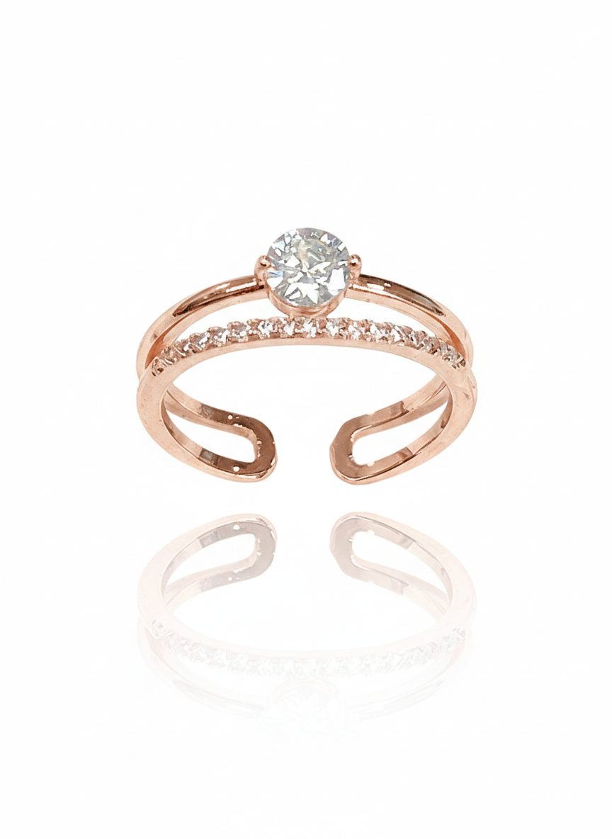 טבעת כפולה זירקון