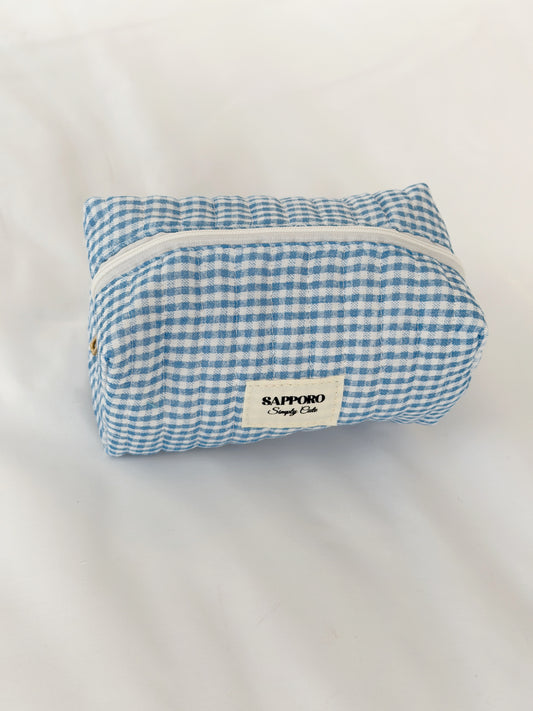 תיק איפור משבצות כחול