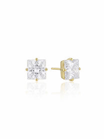 זוג עגילי זירקון ריבוע אל חלד