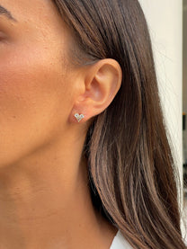 זוג עגילי לב ליאן מכסף אמיתי 925