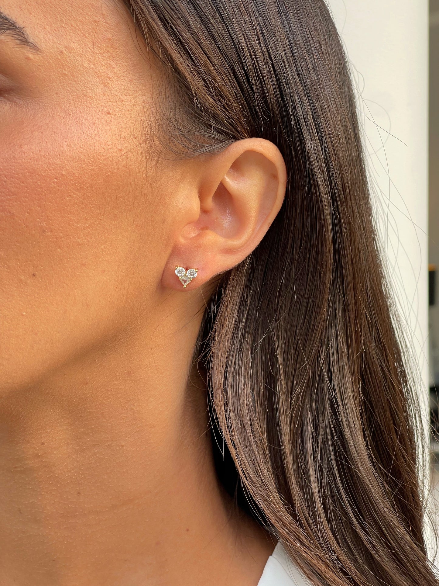 זוג עגילי לב ליאן מכסף אמיתי 925