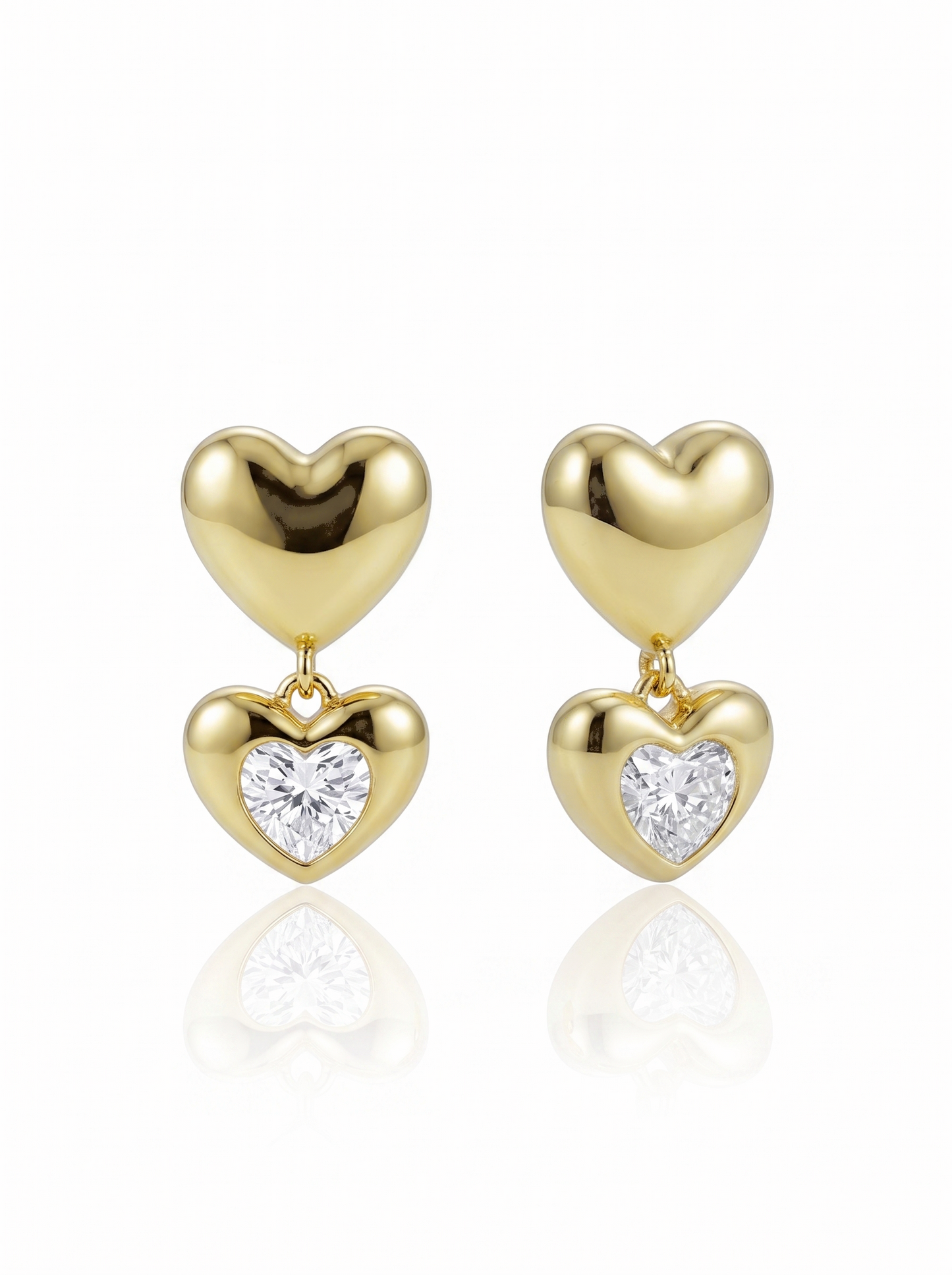 זוג עגילי לב כפול אל חלד