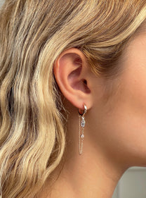 זוג עגילי חישוק מרקיז בשילוב שרשרת