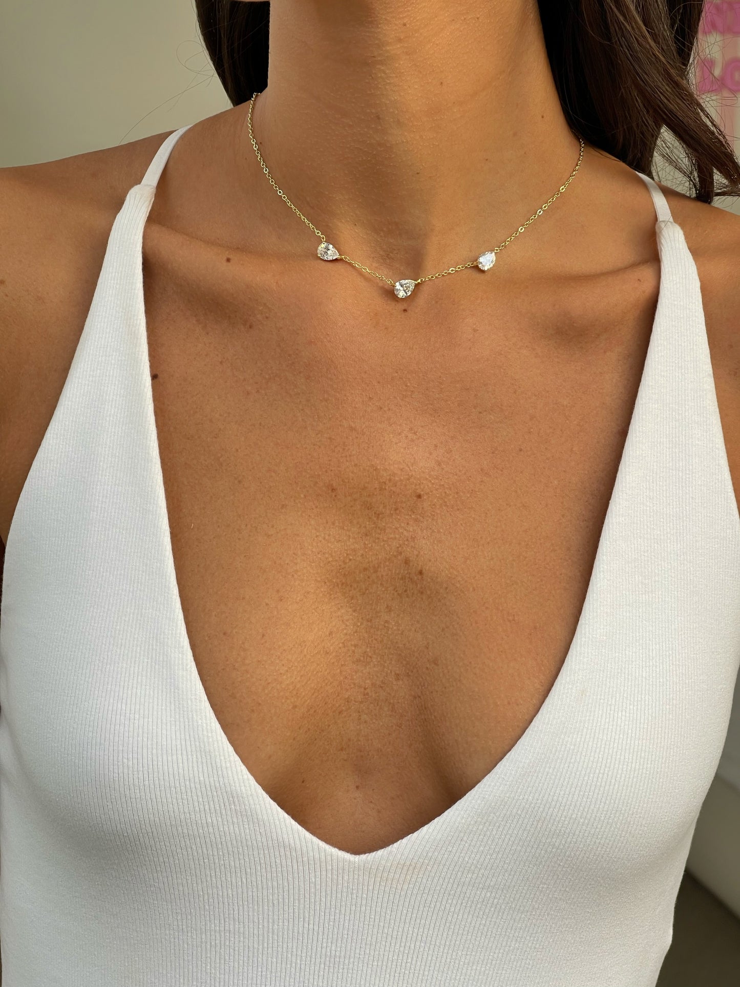 שרשרת טריפל טיפות עדינה