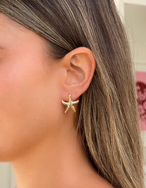 זוג עגילי כוכב ים חלק עדין