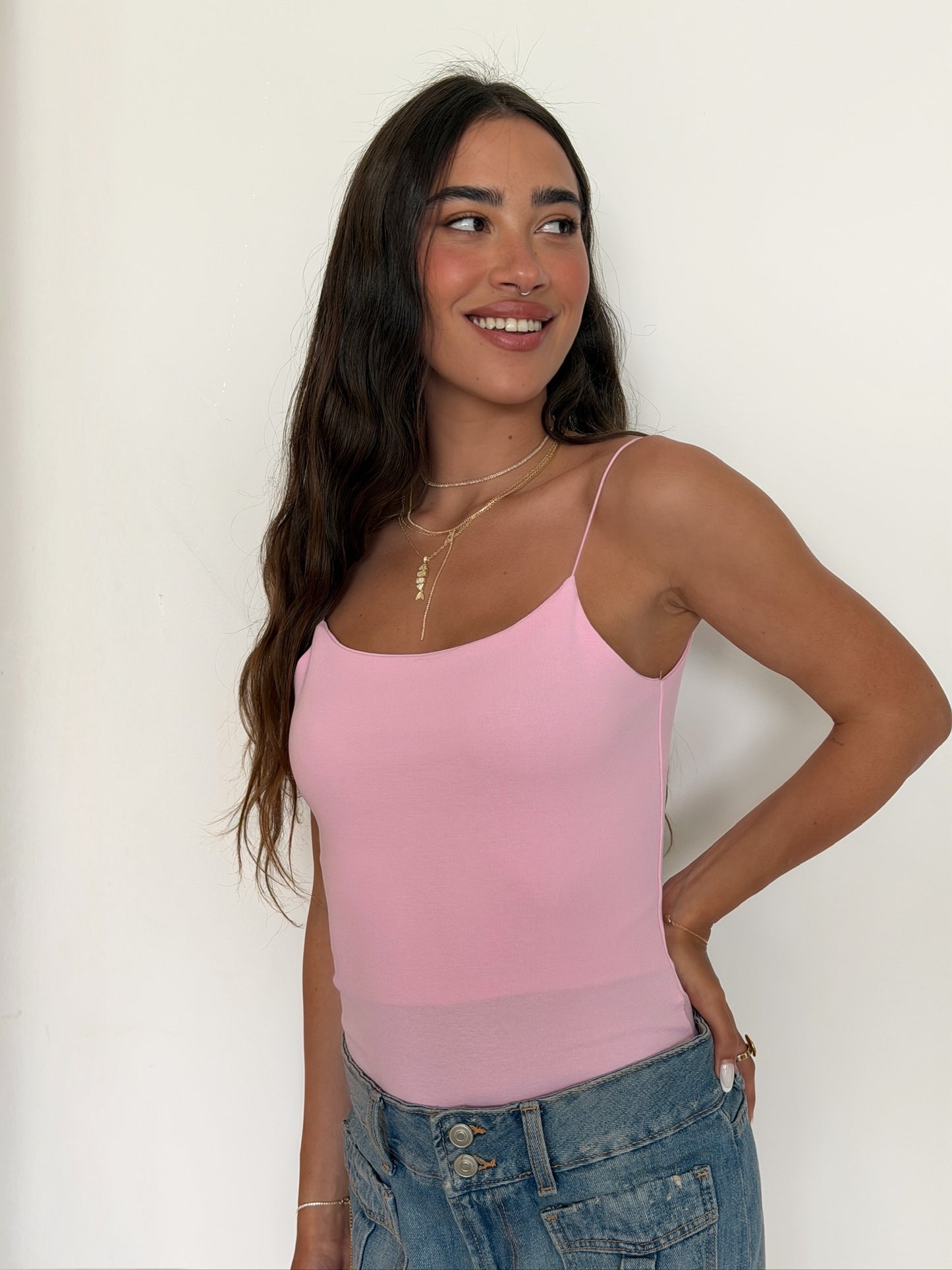 בגד גוף בייסיק ורוד