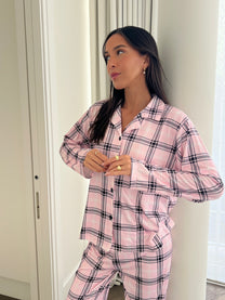 סט פיג'מה משובצת