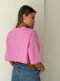 טי שירט קרופ ורוד כהה