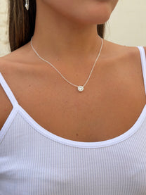 שרשרת אבן זירקון משובץ מכסף אמיתי 925