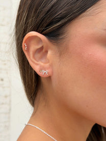 זוג עגילי פפיון מכסף אמיתי 925