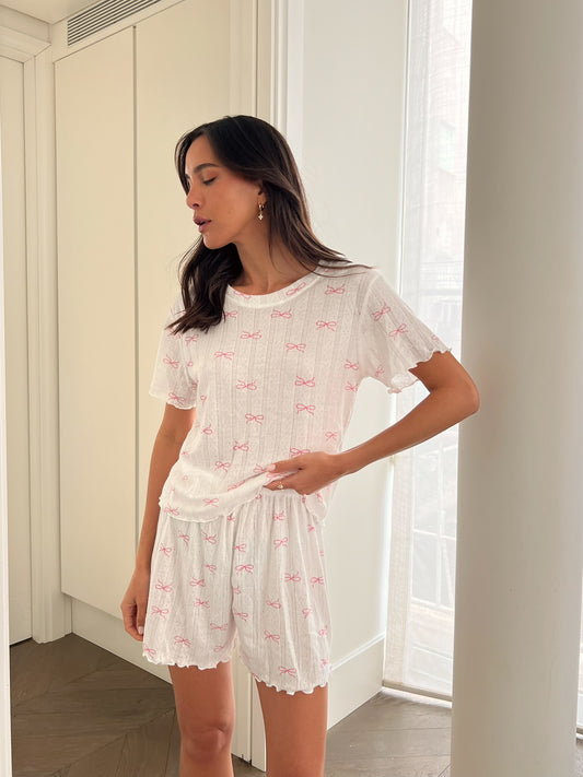 סט פיג'מה קצרה פפיונים