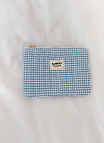 סט תיקי איפור משבצות כחול