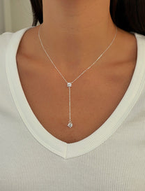 שרשרת זירקון נופלת עדינה מכסף אמיתי 925