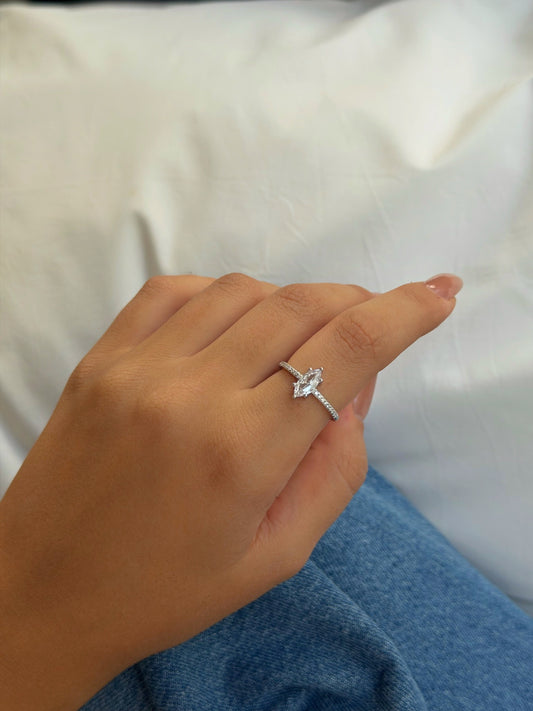 טבעת מרקיז מכסף אמיתי 925