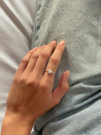 טבעת פרח משובצת מכסף אמיתי 925