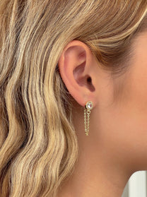 זוג עגילי אבן מרכזית בשילוב שרשרת