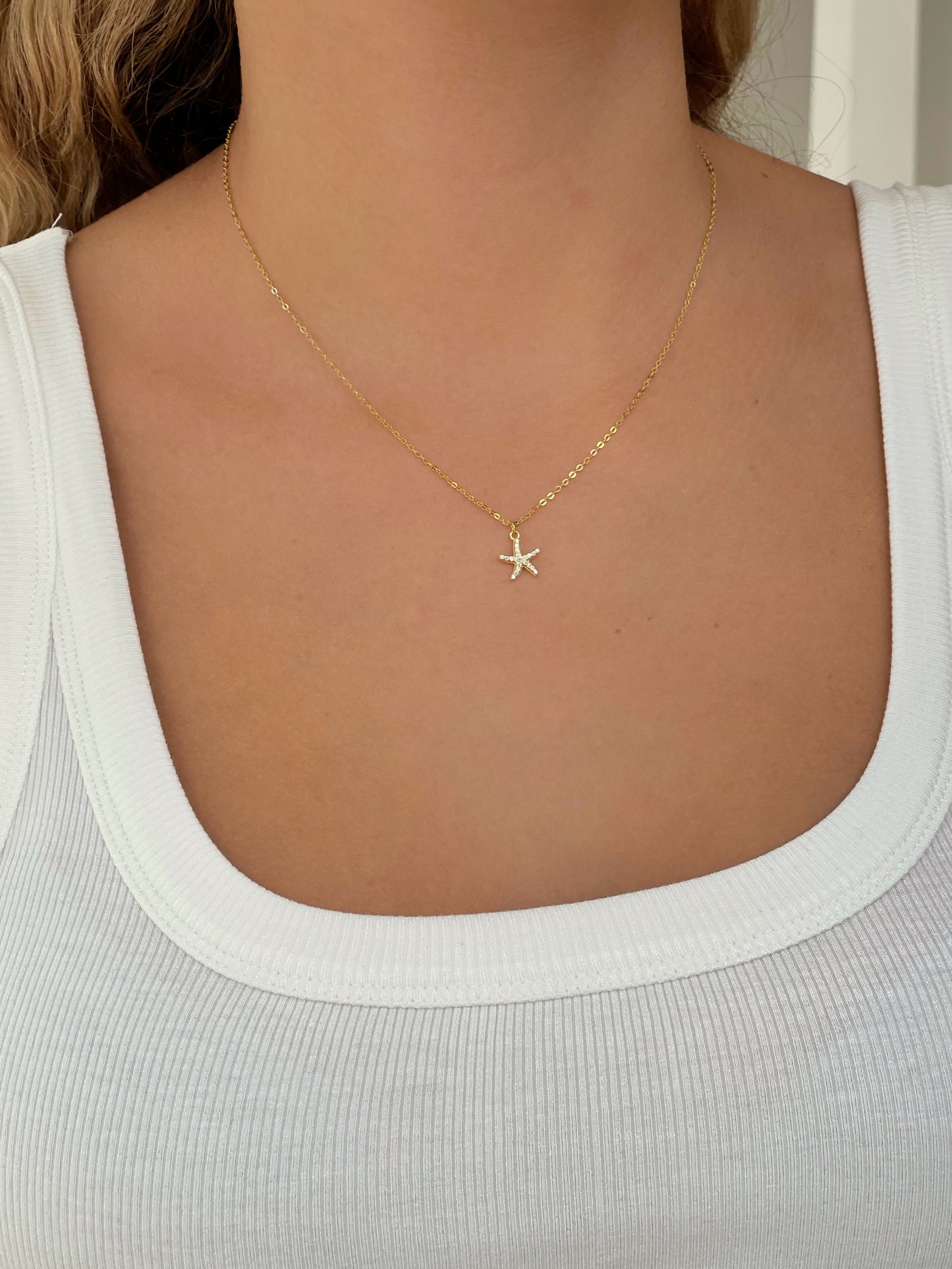 שרשרת כוכב ים משובץ מכסף אמיתי 925