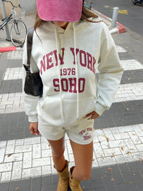 סט סווטשירט ומכנס ניו יורק אפור