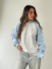 סווטשרט צדפה משולב תכלת אפור