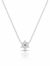 שרשרת מגן דוד משובץ מיני מכסף אמיתי 925