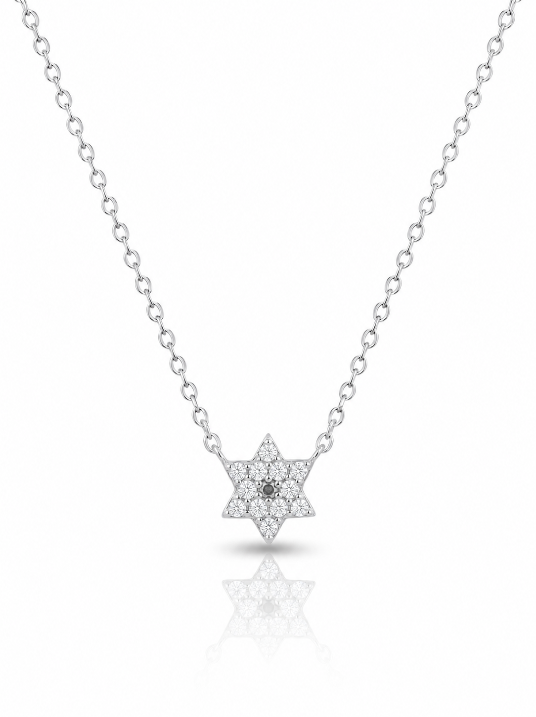 שרשרת מגן דוד משובץ מיני מכסף אמיתי 925