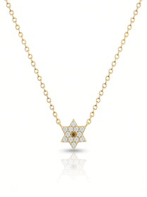 שרשרת מגן דוד משובץ מיני מכסף אמיתי 925
