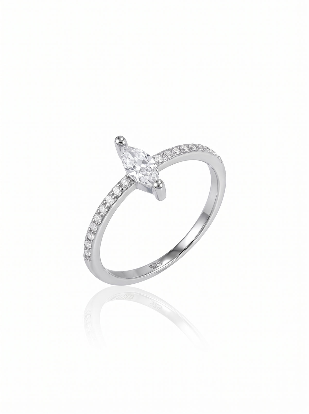 טבעת מרקיז משובצת עדינה מכסף אמיתי 925