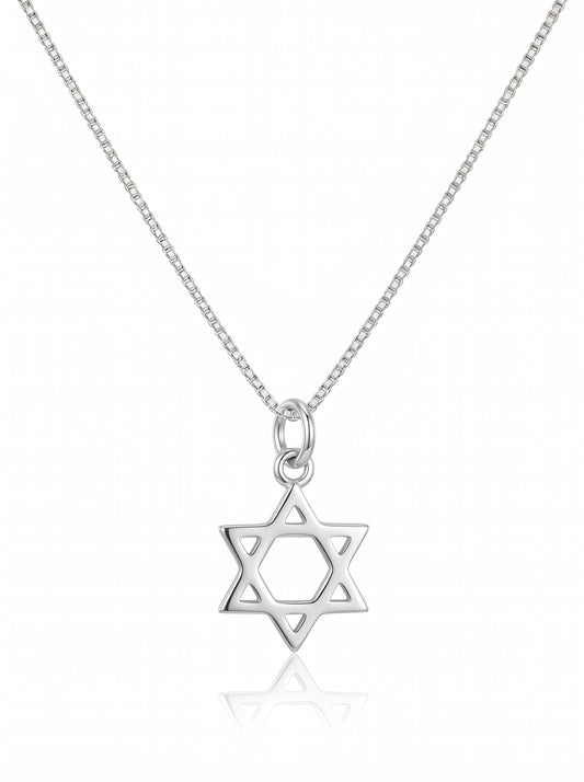 שרשרת מגן דוד חלקה מכסף אמיתי 925
