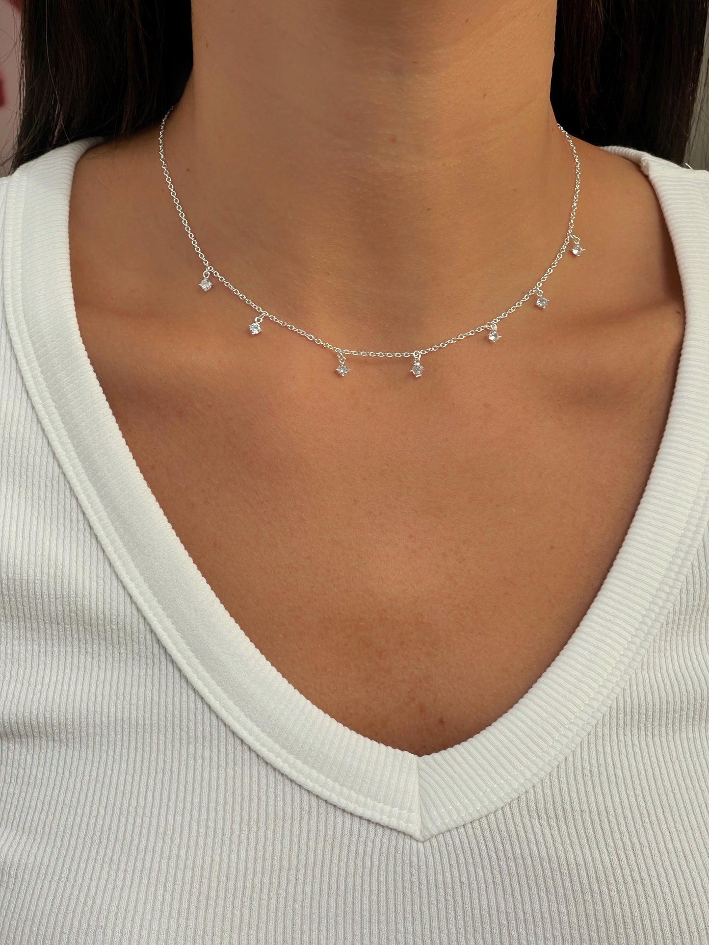 שרשרת תליוני זירקונים מכסף אמיתי 925