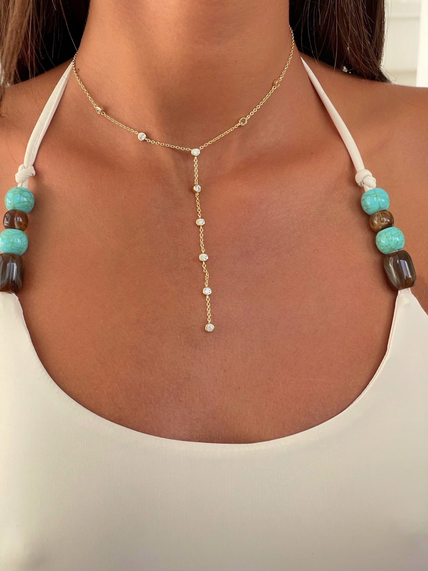 שרשרת זירקונים נופלת מכסף אמיתי 925