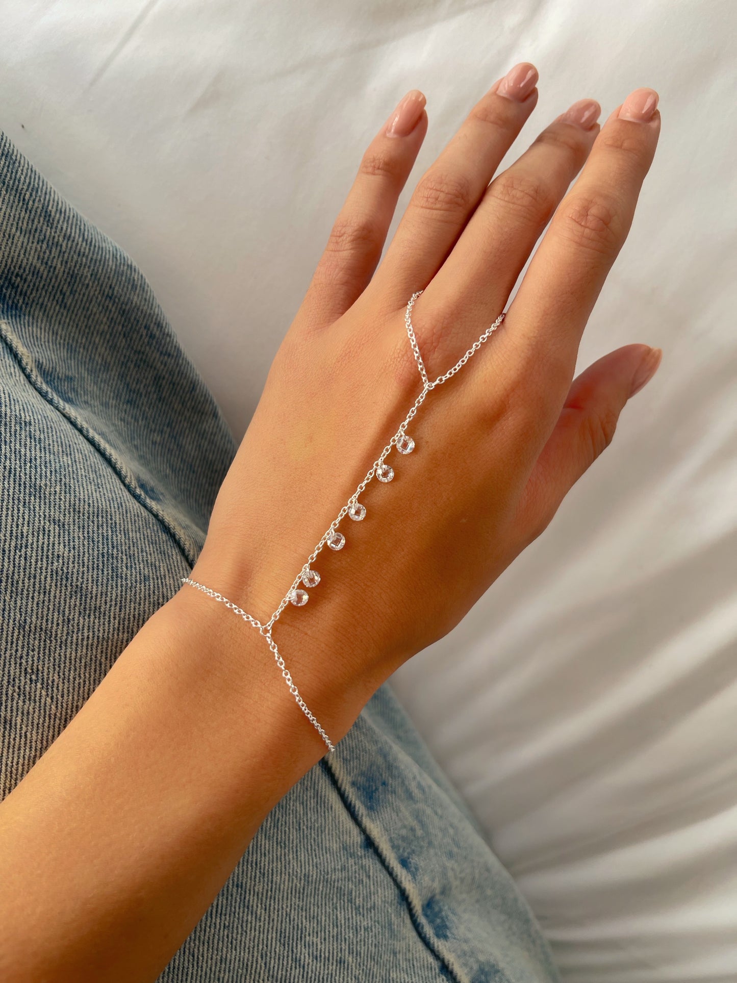 צמיד טבעת זירקונים נופלים יוכי מכסף אמיתי 925