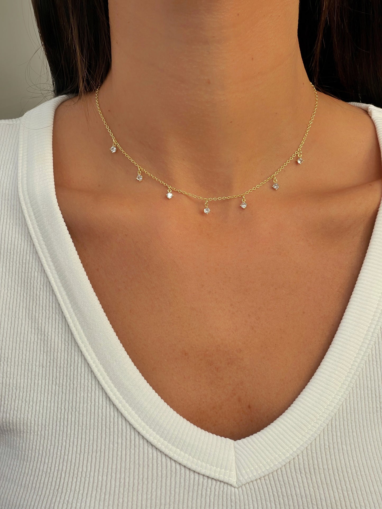 שרשרת תליוני זירקונים מכסף אמיתי 925